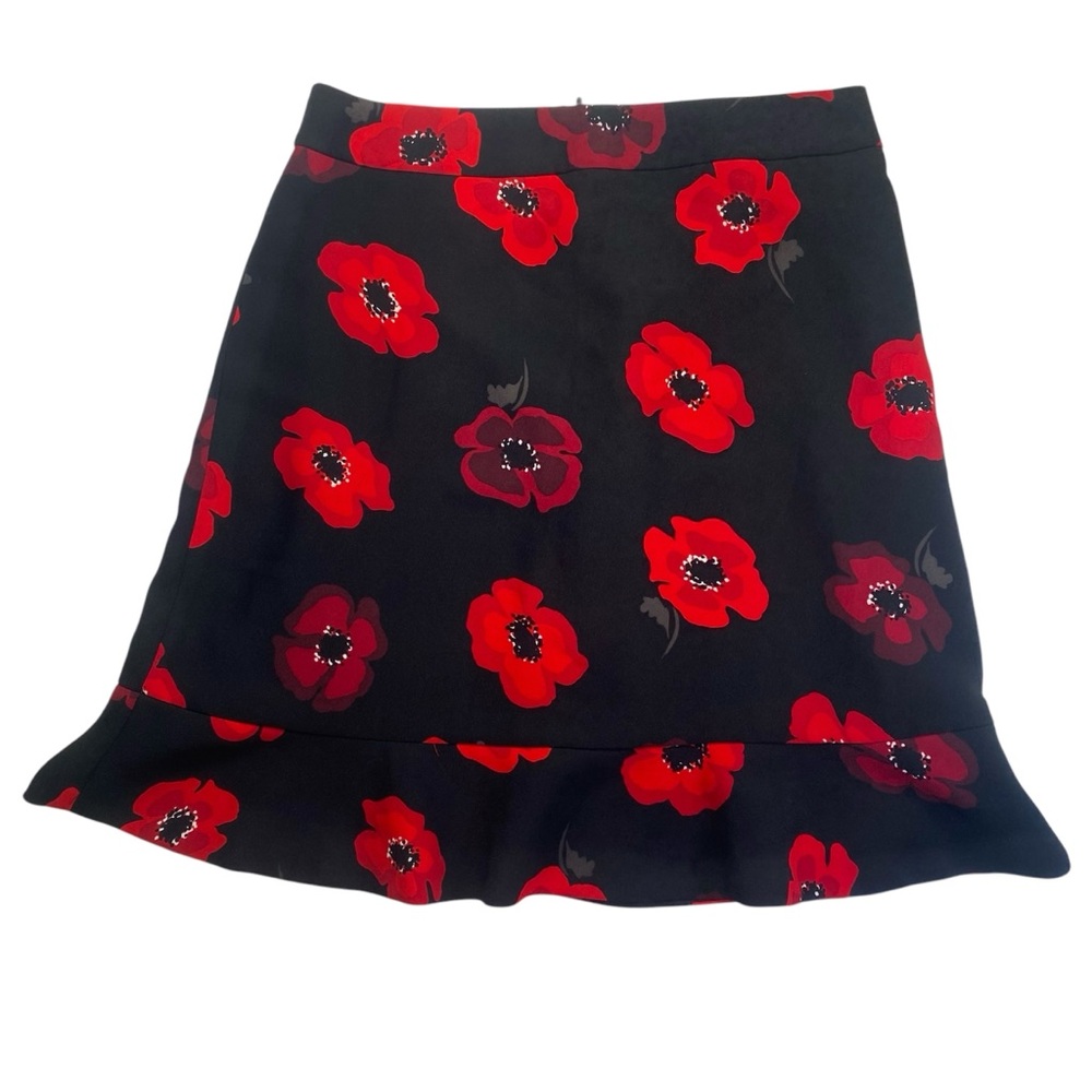 Kate Spade Black and Red Floral Mini Skirt